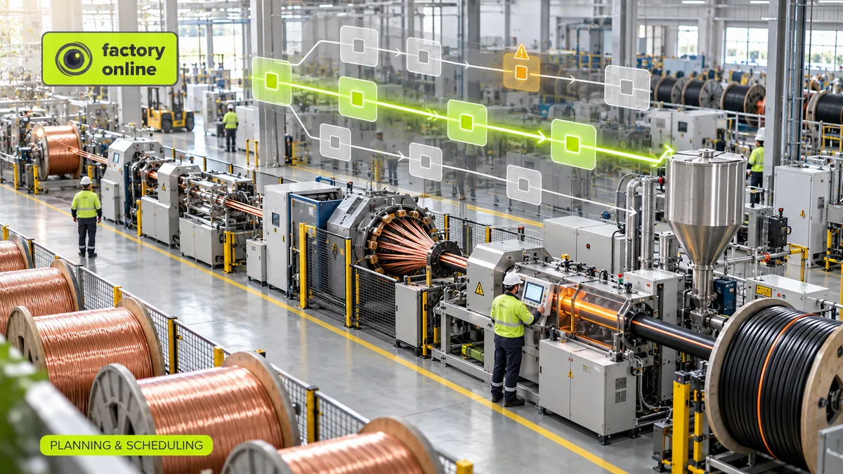 Isometric illustration for How Production Scenarios Help Cable Manufacturers